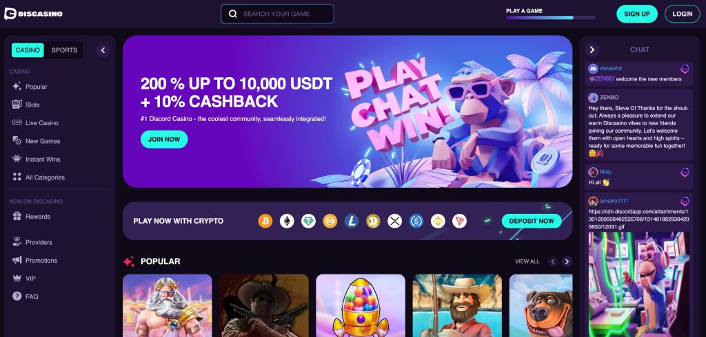 DisCasino domovská stránka