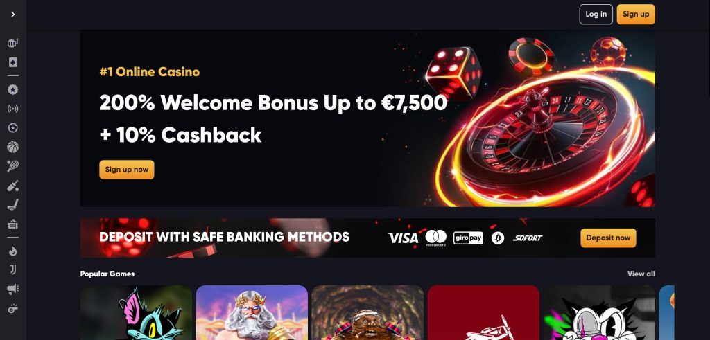 Instant Casino domovská stránka